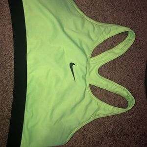Green/yellow neon Nike sports bra. Size L